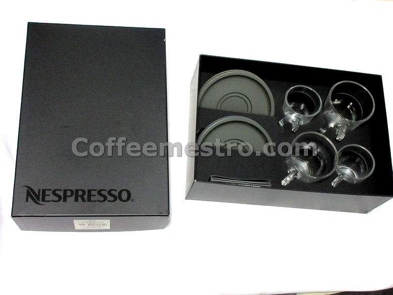 Set Of Nespresso View Espresso Glass Cup & 2 Tone Stainless Steel Saucer  Atelier